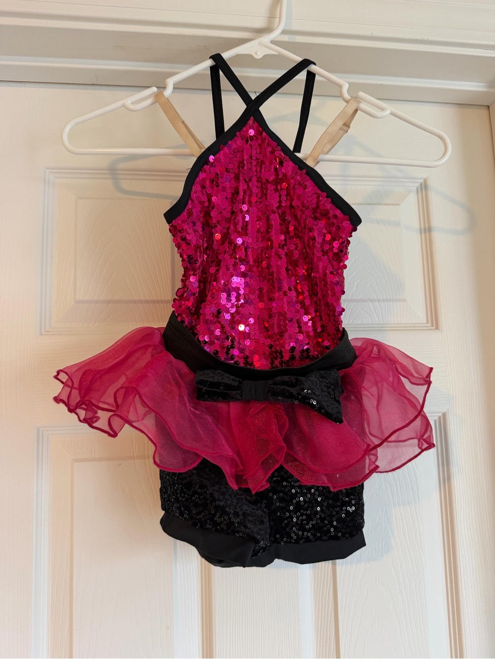 Weissman Hot Pink Sequin Tutu Dance Costume with Black Accents small child